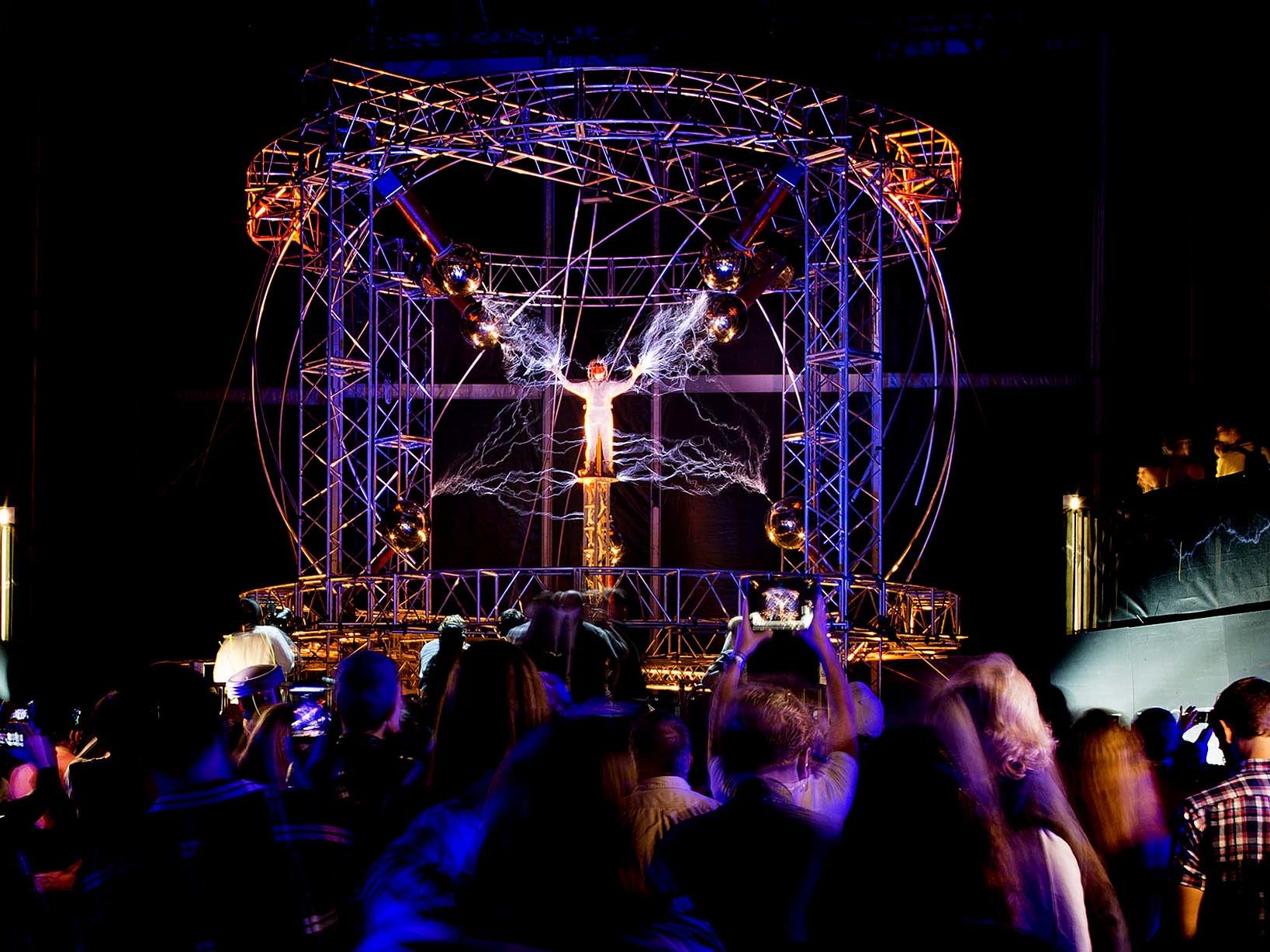 David Blaine Electrified live art installation and collaboration with Arc Attack